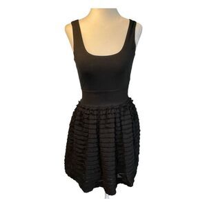 BCBG MaxAzria x Miley Cyrus Fit & Flare Mini Dress Black Ruffle Vintage Y2K
